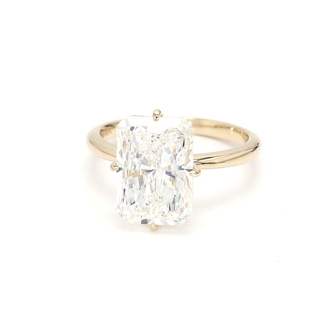 18K 5.27ct Radiant Shaped Rachelle Ring Yellow Frame 11