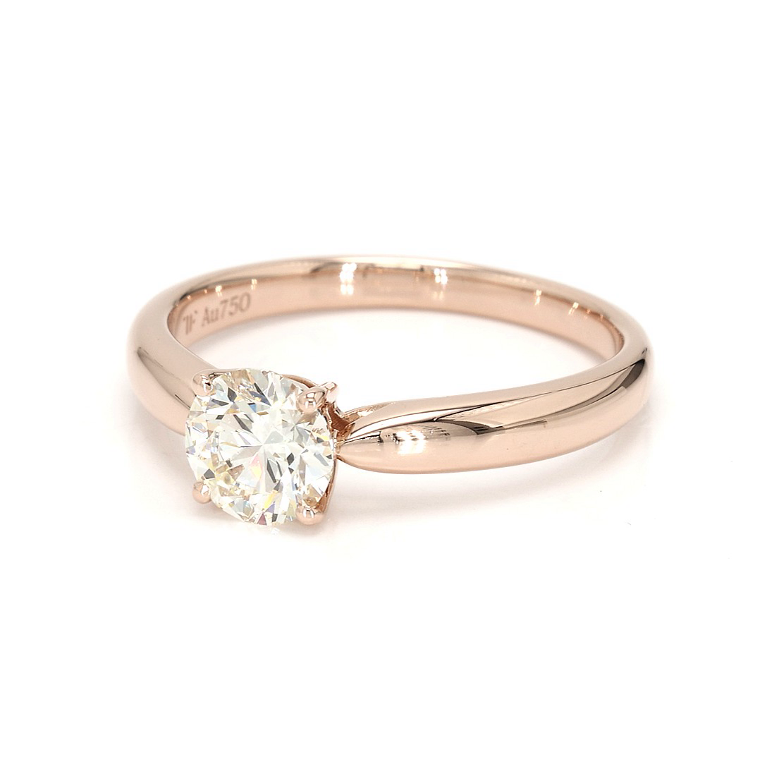 18K 0.76ct Round Shaped Diane Ring Rose Frame 0