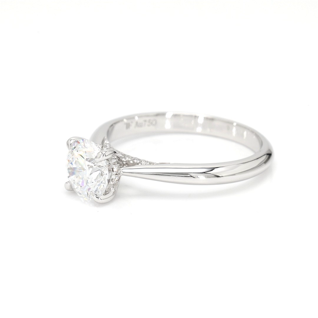 18K 1.05ct Round  Shaped Elise Ring White Frame 12