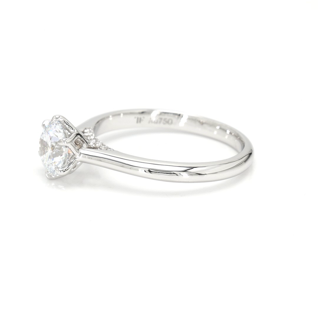 18K 1.01ct Round  Shaped Audrey Ring White Frame 2