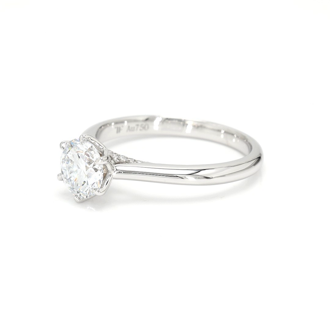 18K 1.01ct Round  Shaped Audrey Ring White Frame 12