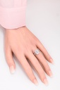 18K 2.59ct Emerald Shaped Emerald Halo Ring Ring White