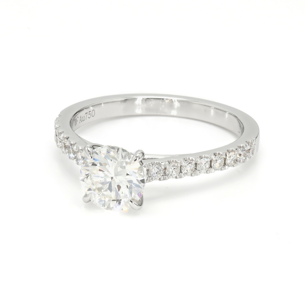 18K 1.01ct Round  Shaped Dior Ring White