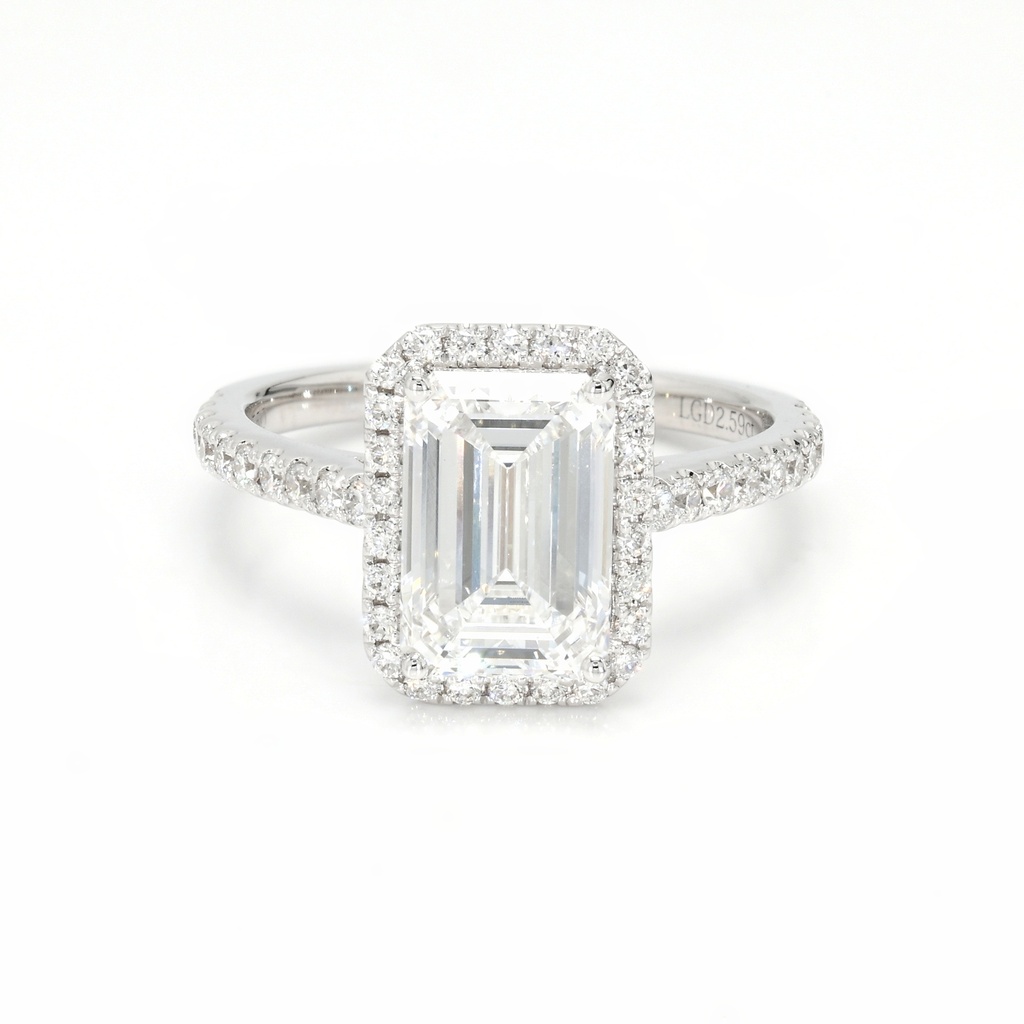 18K 2.59ct Emerald Halo Ring
