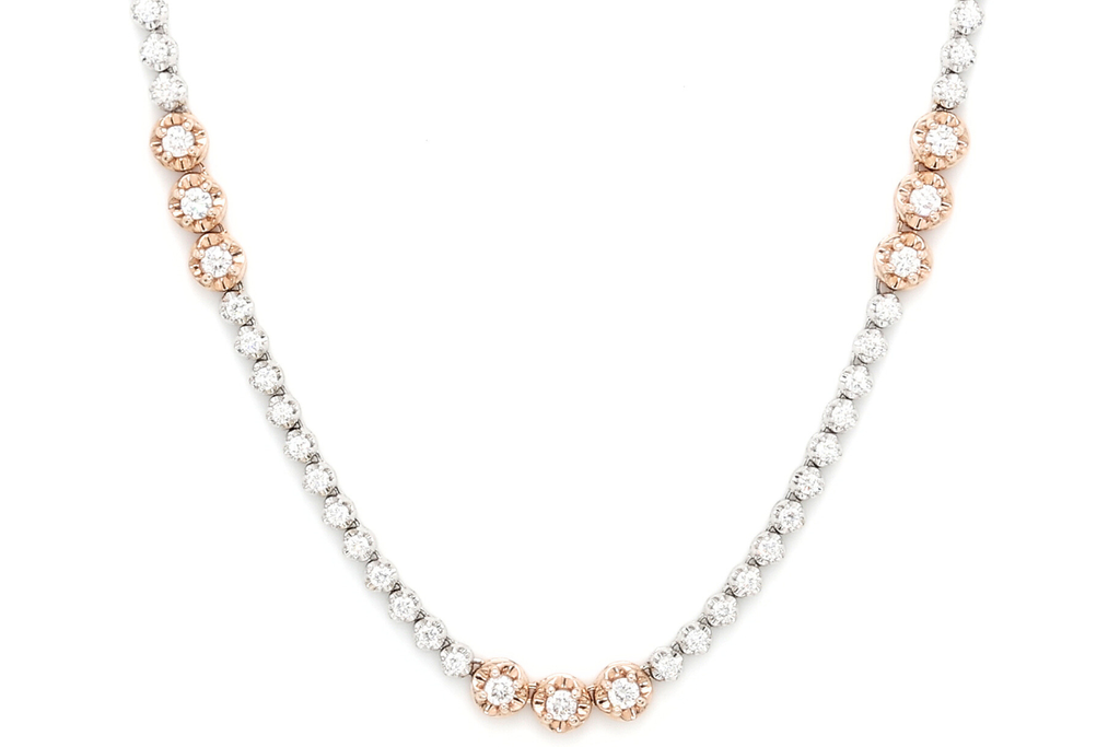 Two-Tone Cluster Tennis Necklace